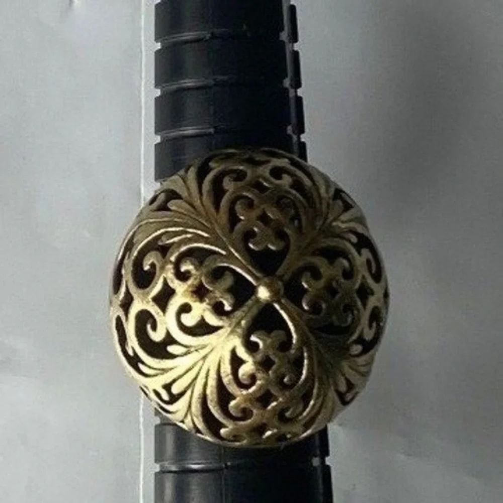 Vintage Gold Tone Filigree Ball Statement Ring Adjustable Band 6.75